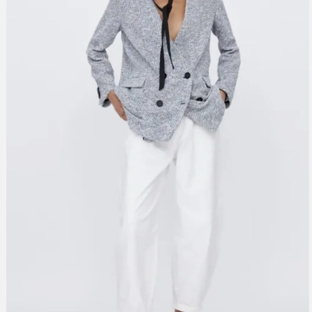 Zara Oversized Preppy Blazer Navy and White Blazer Classic Academia